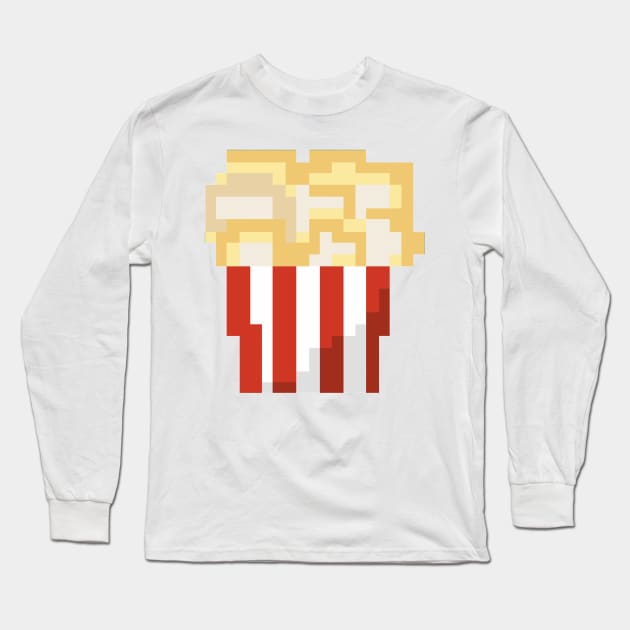 Pixel Art - popcorn full Long Sleeve T-Shirt by Uwaki